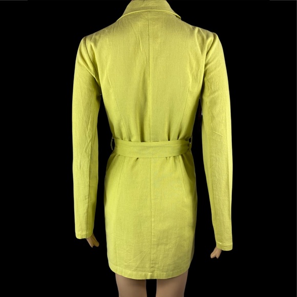Nasty gal collection Belted  chartreuse trench/ coat dress size 2 - Picture 5 of 10